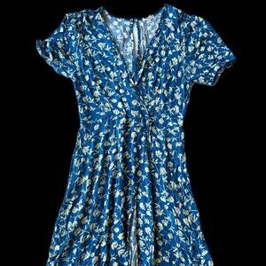 Blue floral dress wrap style